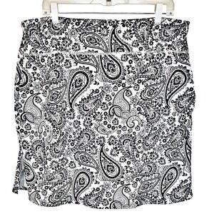 Viodia Skort XXXL 3X 3XL Black White Paisley Print Golf Athletic Stretch Pockets